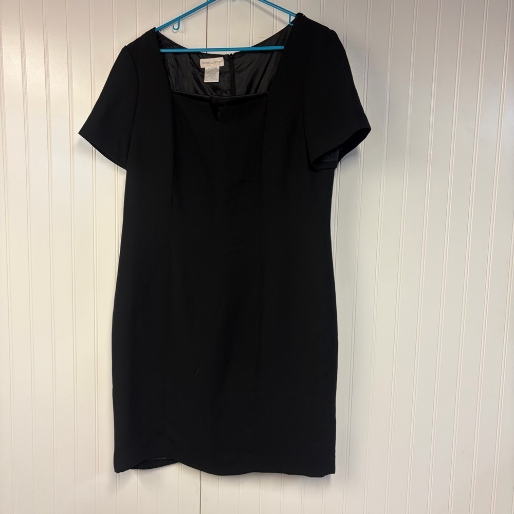 Worthington Black Dress Short Sleeve Modest 16 Vintage